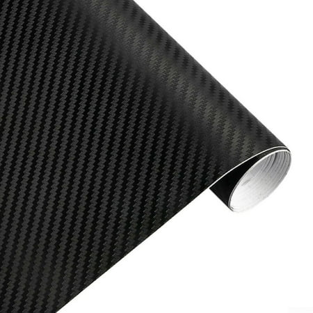 12"x50" 3D Black Carbon Fiber Vinyl Car Wrap Sheet Roll Film Sticker Decal Sales